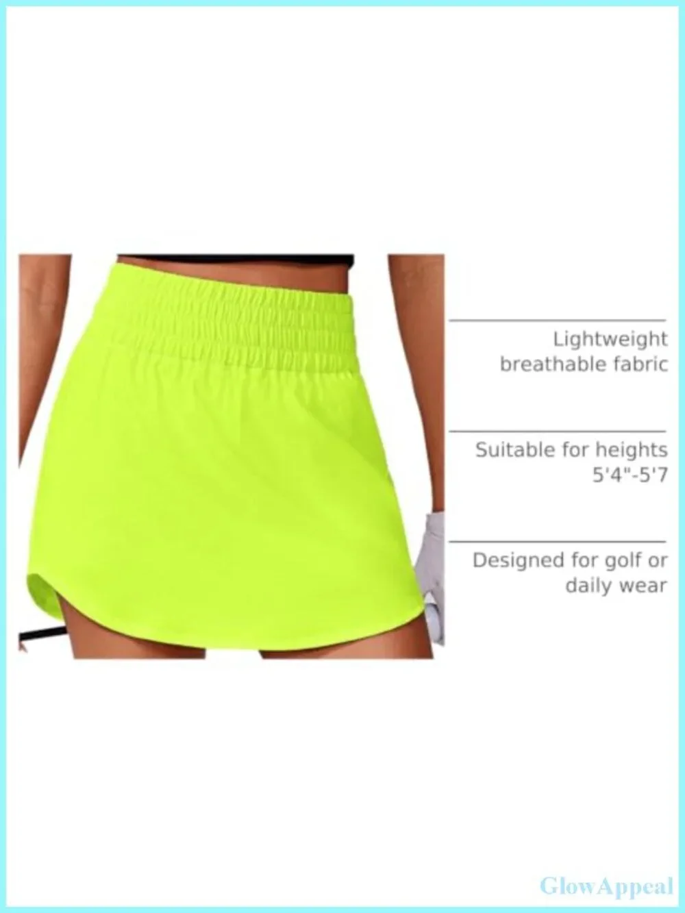 Women's High Waisted Golf Skort with Pockets, A-Line Curved Hem, Built-in Shorts